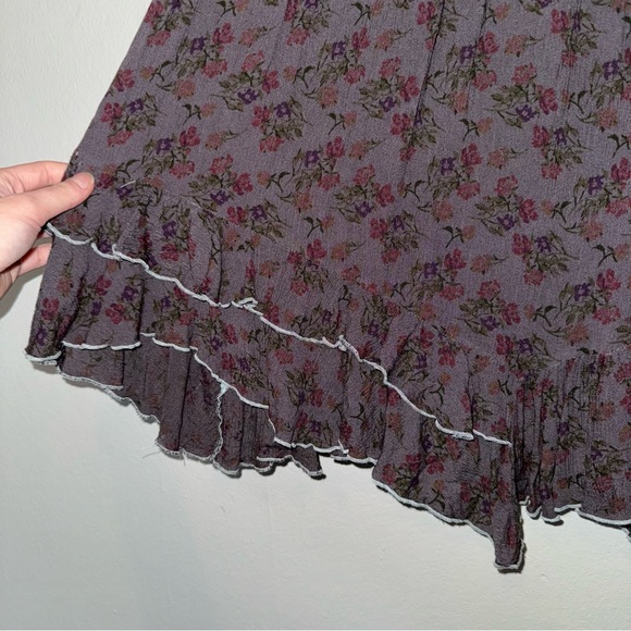 Free People Adella Slip Dress Floral Asymmetrical Short Dress Lace Ruffle - Picture 4 of 9